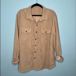 Solid Tan Corduroy Long Sleeve shirt/overshirt